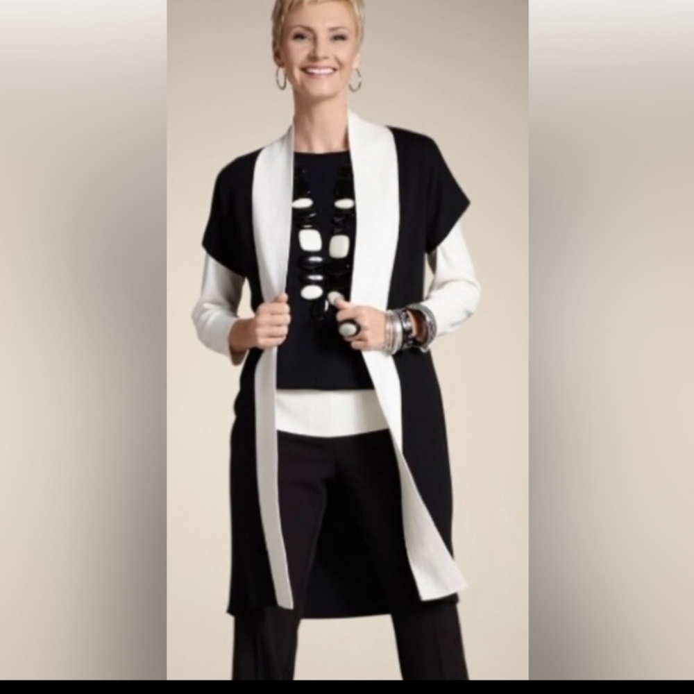 Chico's open cardigan casual women 2 y2k casual fall winter black office retro